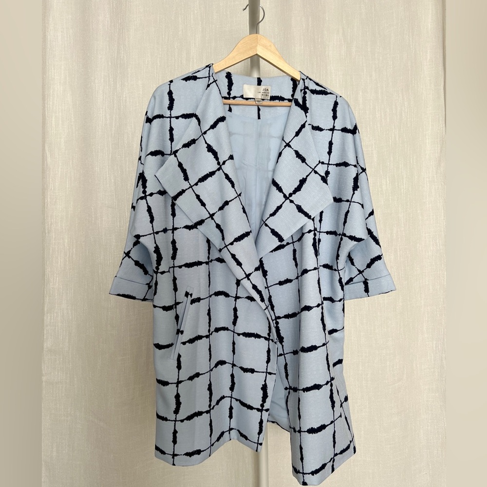 J.O.A. Blue and Navy Mid-Length loose jacket